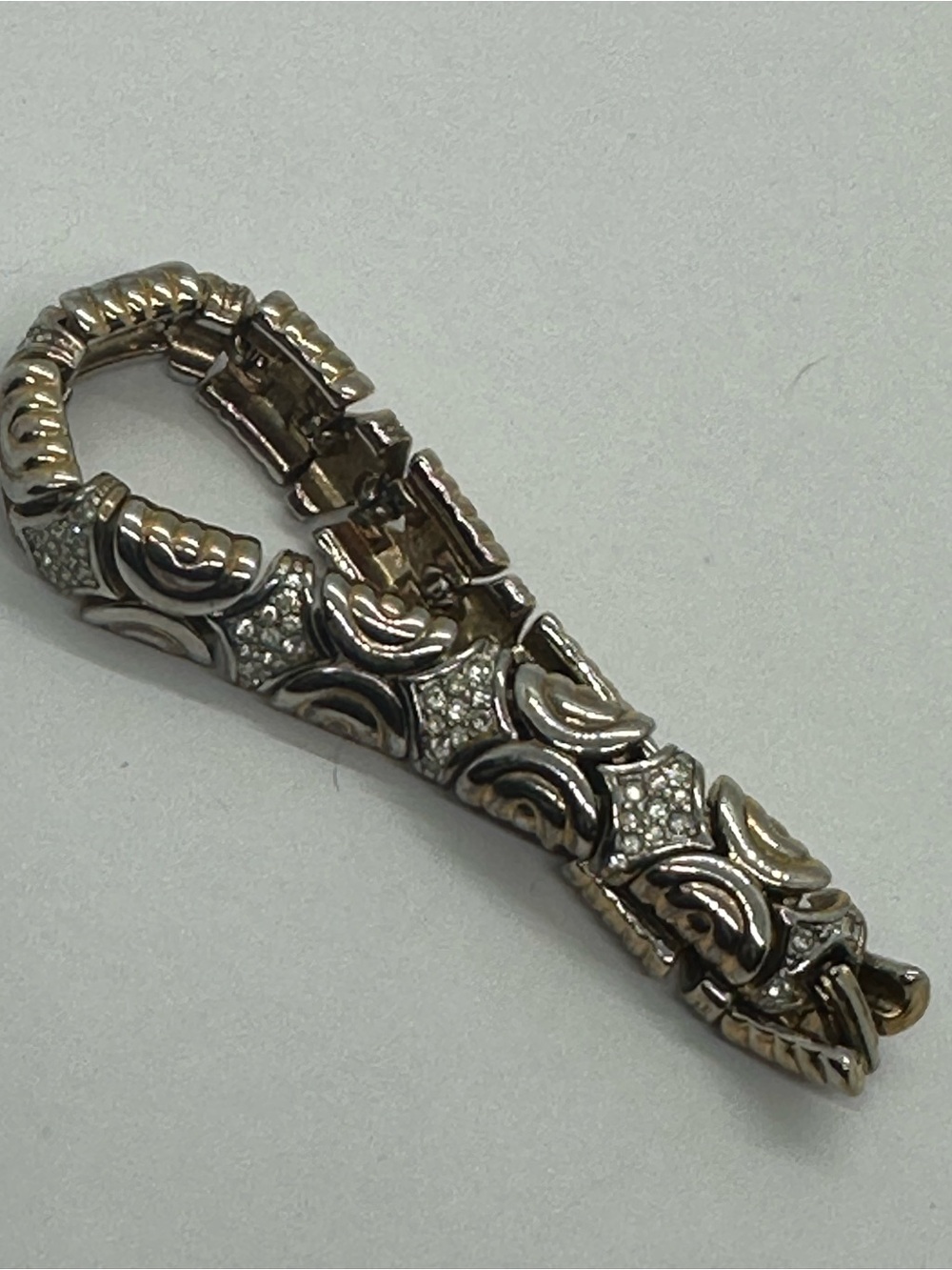 Vintage Blanca Rhinestone Two-Tone Link Bracelet - Silver & Gold